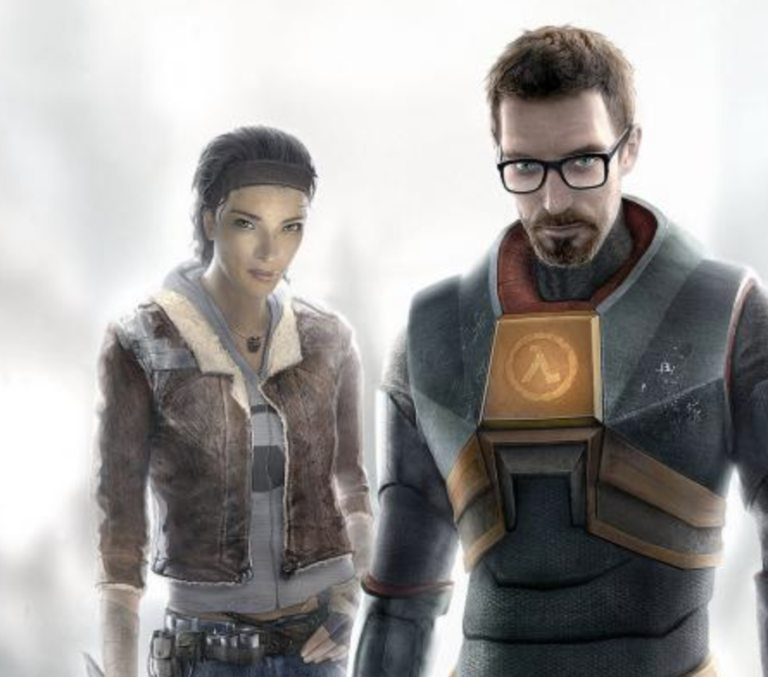 Alyx Vance and Gordon Freeman from videogame, Half-Life 2