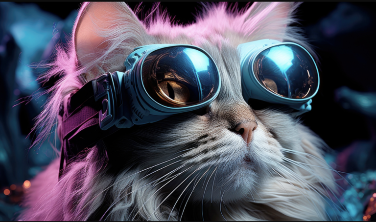 Cat as superhero with goggles on